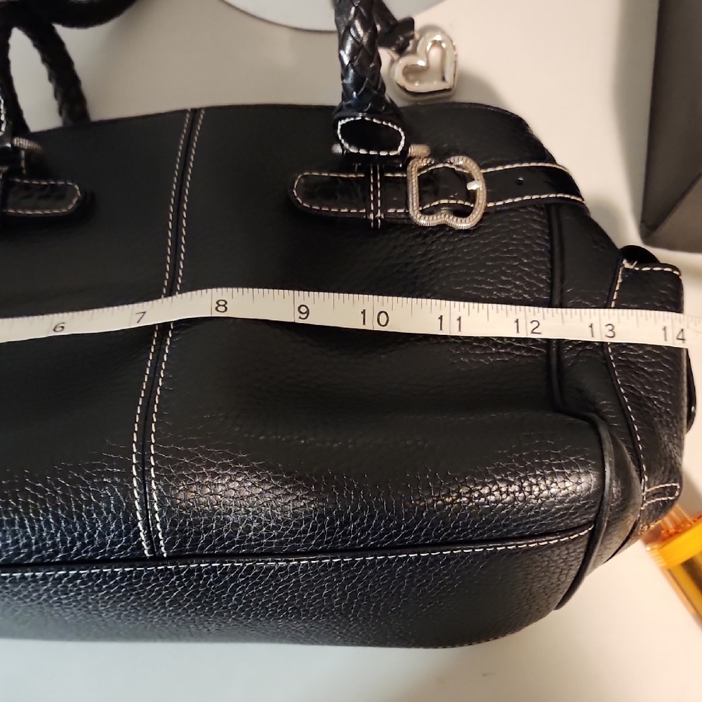 Brighton Black Leather Shoulder Bag with Heart Accent - Picture 8 of 10